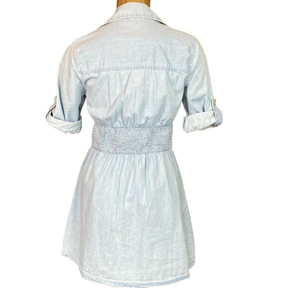 J. Gee Full Zip Denim Shirt Dress Sz PM Light Blue #350B - Picture 5 of 8